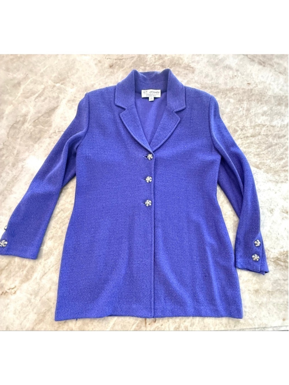 St. John Collection Purple periwinkle Blazer with gold Buttons, Size 6